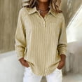 thumbnail image 4 of Ailaofu Women's Striped Shirts Fashion Button Lapel Puff Long Sleeves Oversized T-Shirts Baggy Comfy Dressy Casual Shirt, 4 of 7