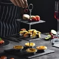 thumbnail image 5 of MALACASA, Series Sweet.time, 14.5" Tall 3 Tier Square Stone Cake Stand 6"&8"&10" Natural Slate Serving Set with Silver Carry Handle, 5 of 7