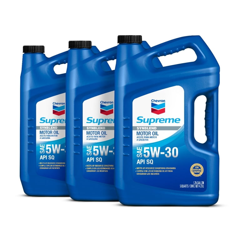 Chevron Supreme Synthetic Blend Motor Oil 5W-30, 5 Quart Case (3