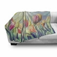 thumbnail image 3 of Pastel Soft Flannel Fleece Blanket, Tulips Flower Bed in Park Serene Landscape Happiness Fresh Spring Environment Image, Cozy Plush for Indoor and Outdoor Use, 50" x 60", Multicolor, by Ambesonne, 3 of 6