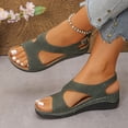 thumbnail image 4 of Womens Sluppers Women Spring/Summer Fashionable Casual Versatile Large Solid Color Fish Mouth Thick Heel Slope Heel Sandals,Green,37, 4 of 8