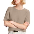 thumbnail image 6 of Dwellite Womens Short Sleeve Sweaters Wool Crew Neck Sweater Shirts Business Casual Work Tops 2026 Summer Spring Knit Tops Khaki 2XL, 6 of 7