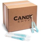 Candy Envy Light Blue Rock Candy Sugar Stick, Cotton Candy Flavor, 144 Ct. Indiv. Wrapped
