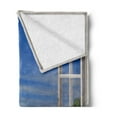 thumbnail image 2 of Landscape Soft Flannel Fleece Throw Blanket, Panoramic Tropical Scenery with Ocean and Mountains Through an Open Window, Cozy Plush for Indoor and Outdoor Use, 50" x 60", Multicolor, by Ambesonne, 2 of 5