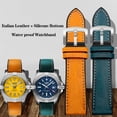thumbnail image 2 of Correa de reloj de piel italiana + base de silicona de 20 mm, 22 mm y 24 mm para Omega Breitling Avenger, correa de caucho resistente al agua para hombre, 2 of 5