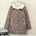 thumbnail image 4 of Inleife Women's Winter Casual Jackets Loose Fashion Color Pocket Zippered Tops Reversible Long Cotton Coat, 4 of 5