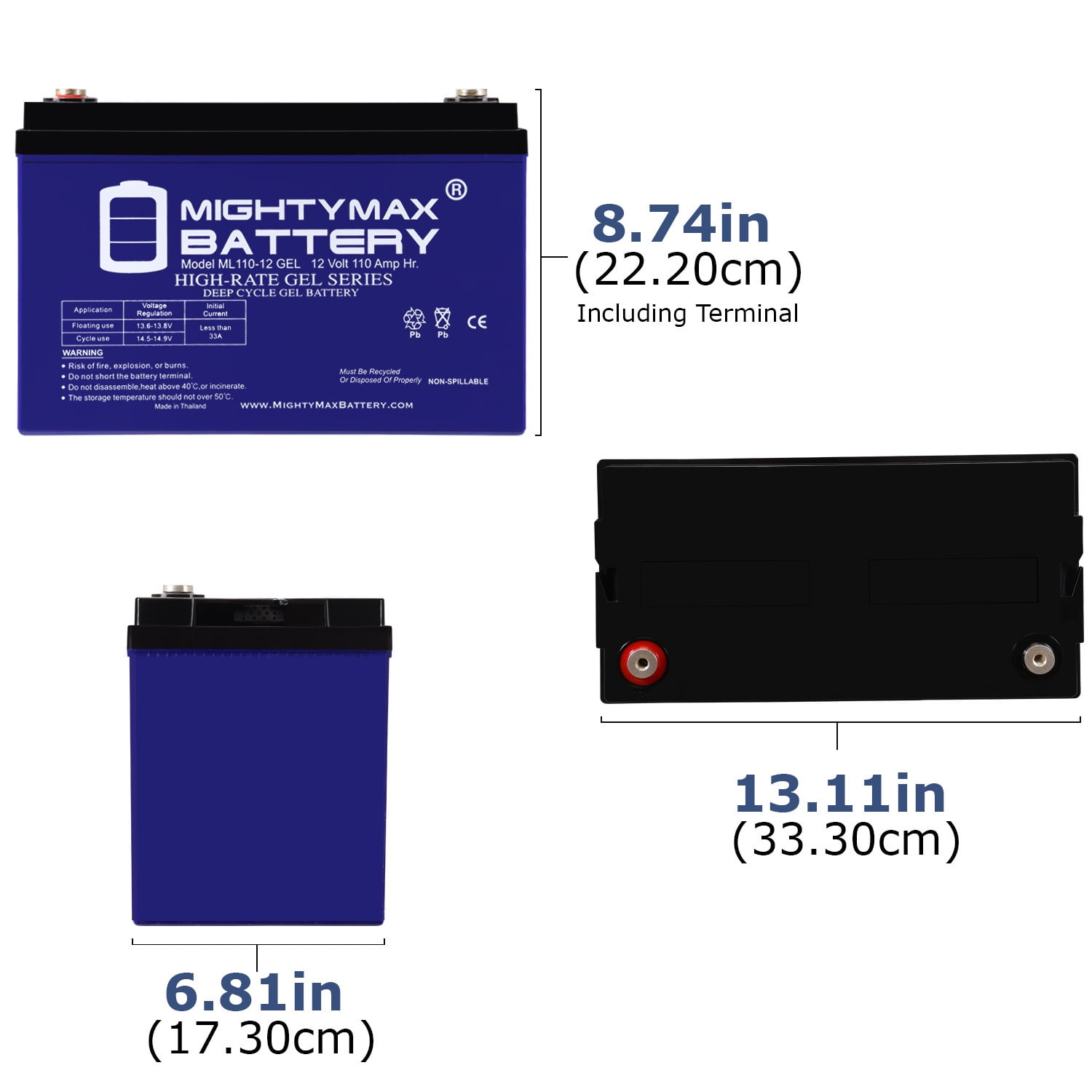 12V 110AH GEL Replacement Battery Compatible with Renology PV Solar Panels
