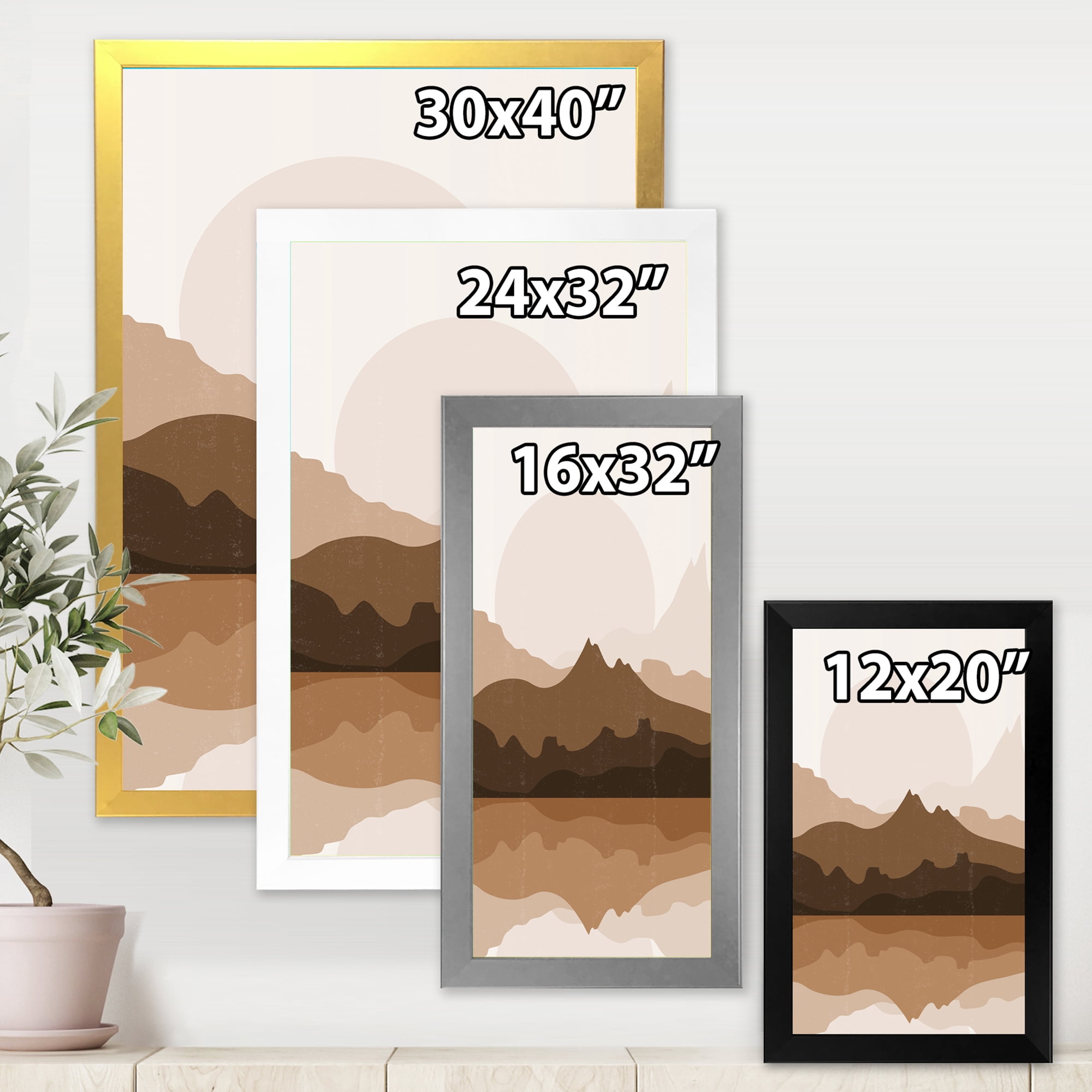 Designart 'Minimalist Brown Terracotta Landscape' Modern Framed Art Print