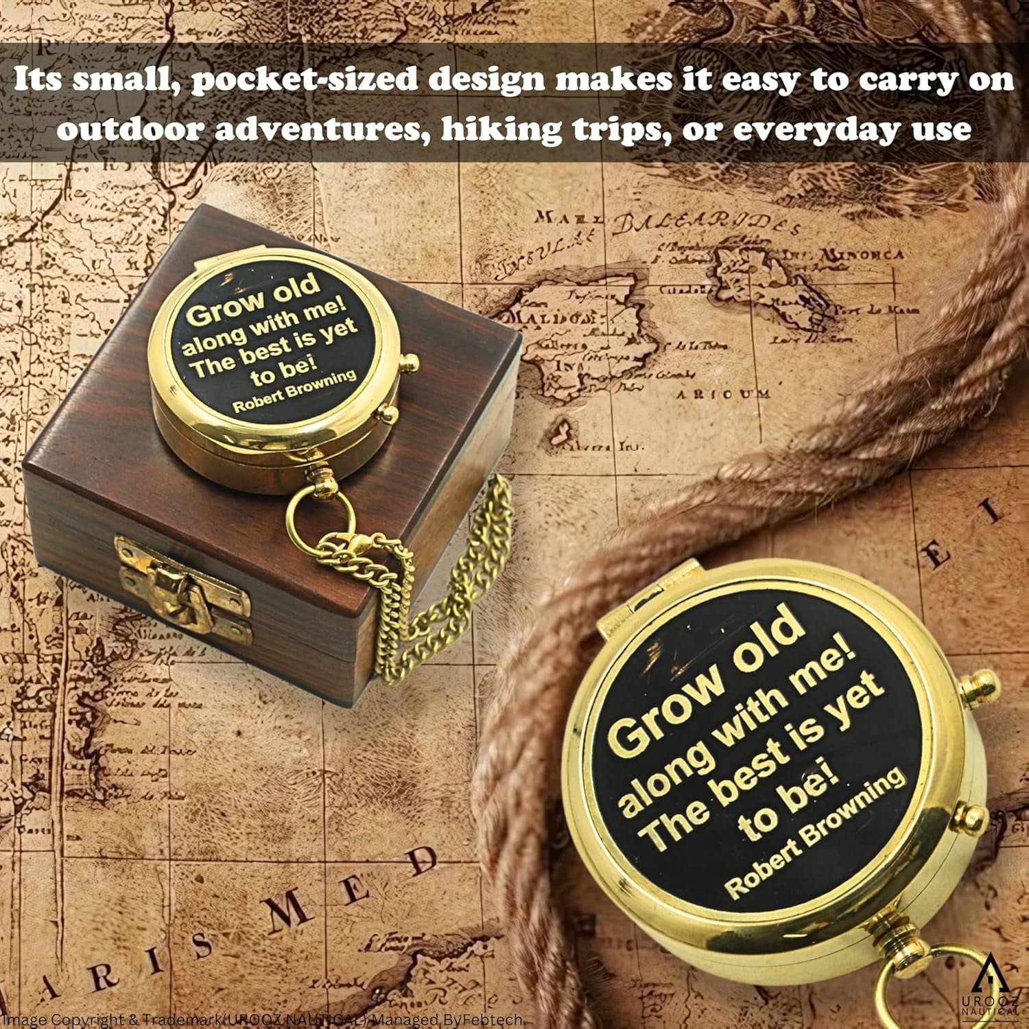 Nautical Brass Engraved Compass with Wooden Box My Man/to My Husband/to My Boyfriend/Back to me/My Best Man/Fathers Day/Mothers Day/Valentines Day/Christmas Day Gifts