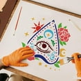 thumbnail image 5 of Large Plastic Reusable Drawing Painting Stencils Templates for Painting on Scrapbook Fabric Tiles Floor Furniture Wood Square Eye Pattern 300x300mm, 5 of 7
