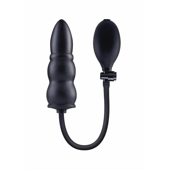 Size Up Ripple Inflatable 5.5" Silicone Anal Plug with Ball Pump, Black