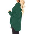 thumbnail image 3 of Women Solid Color Button Up Crew Neck Long Sleeve Twist Knot Pullover Top, 3 of 7