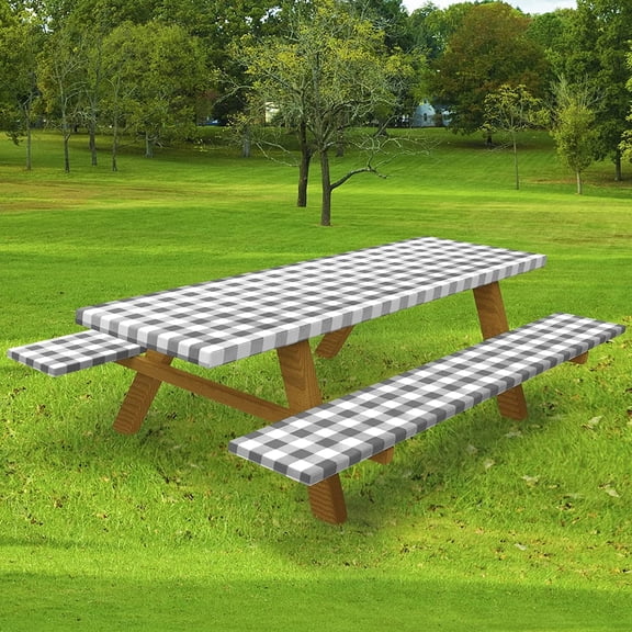 Poudee Picnic Table Cloths with Bench Cover Outdoor Patio Elastic Table Cover