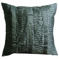 The HomeCentric Pillow Case Zip Dark Grey Throw Pillows Cover Textured Ruched Pintucks Solid Color Pillows Cover Pack of 2 14x14 inch (35x35 cm) Pillow Case Square Silk Pillow Covers - Sonic Waves