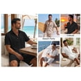 thumbnail image 6 of RICHCOIN Mens 2 Piece Outfit Summer Beach Short Sleeve Button Down Shirts and Shorts Vacation Sets for Men, 6 of 7