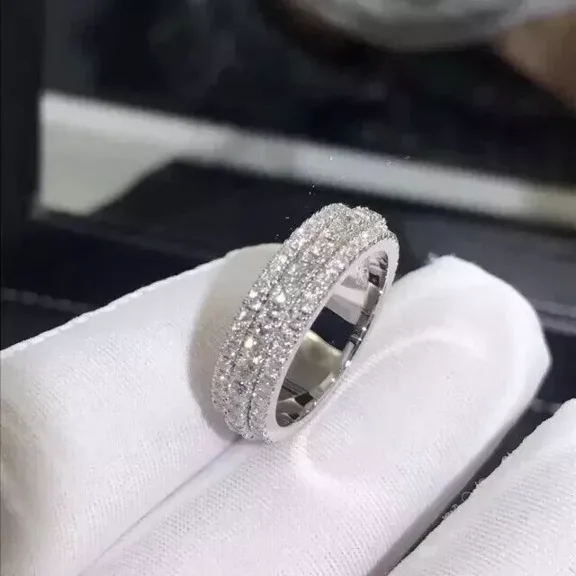 4Ct Lab Created Diamond Eternity 3-Row Wedding Band Ring 14k White Gold Plated