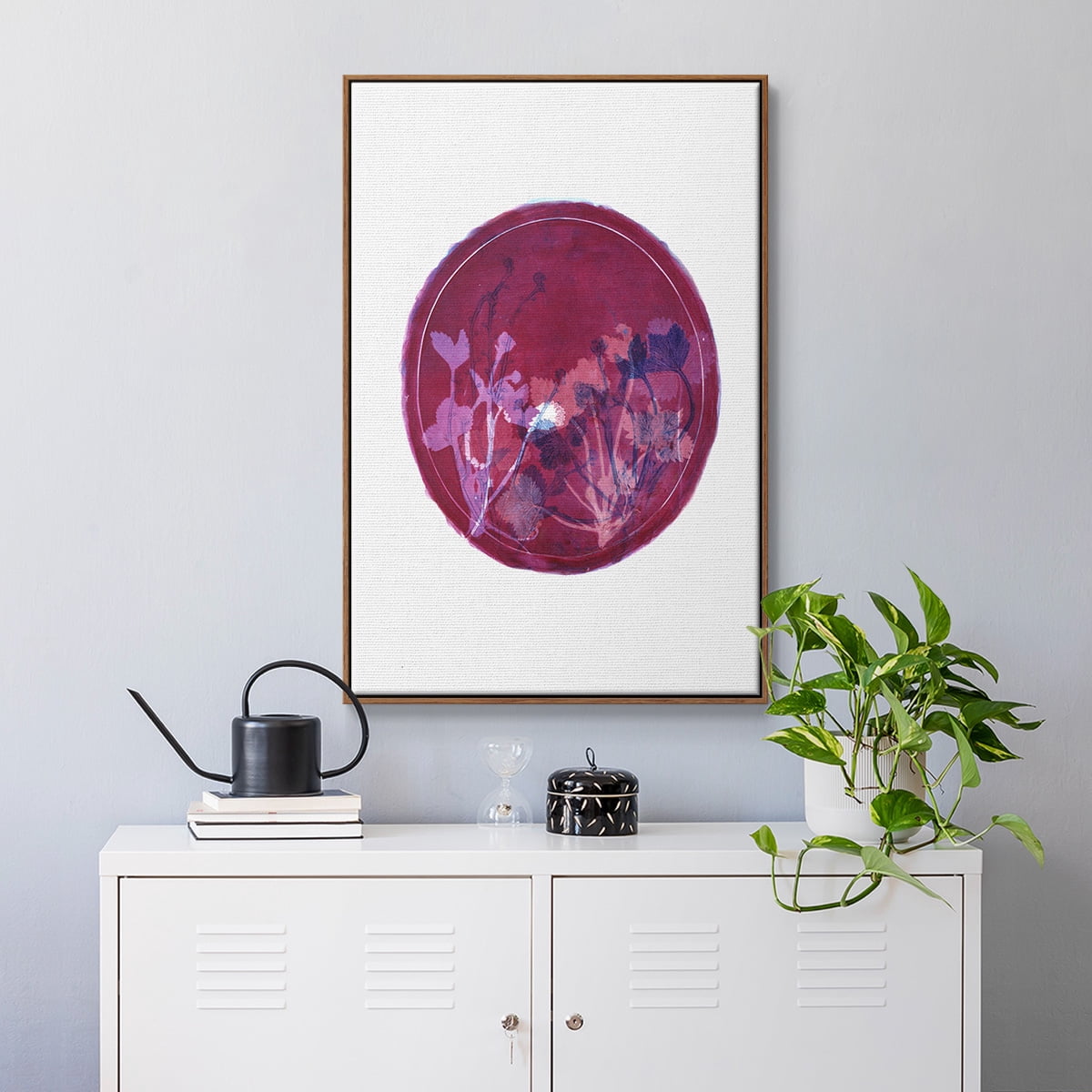 Strawberries and Forg II Framed Premium Gallery Wrapped Canvas - Ready to Hang - 17 x 25 - Walnut Floating Frame