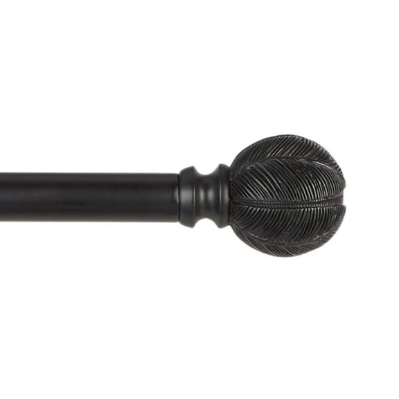 Exclusive Home Acanthus 1" Window Curtain Rod and Finial Set, Adjustable 36"-72", Matte Black