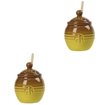 2 Count Honey Packets Ceramic Honey Jar Compact Honey Pot 12x9.3cm