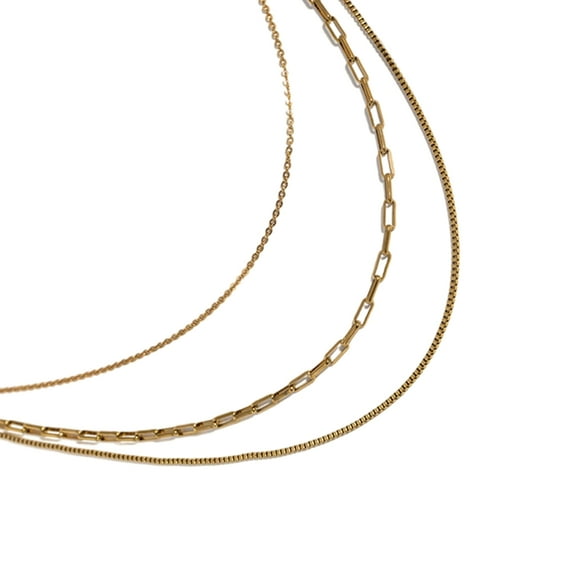 Giaone Modern 18K Gold Plated Necklace Trendy Stacking Thin Chain Neckchain Collar Statement Neck Accessories for Women