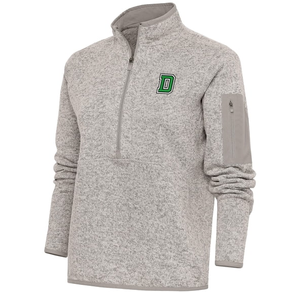 Women's Antigua  Oatmeal Dartmouth Big Green Fortune Half-Zip Pullover Jacket