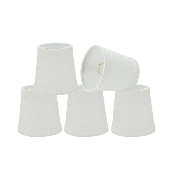 Aspen Creative 32718-5 Small Hardback Empire Shape Chandelier Clip-On Lamp Shade Set (4 Pack), Transitional Design in White, 4" bottom width (3" x 4" x 4")