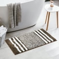 thumbnail image 4 of Alfombra de baño REGALWOVEN, extra suave y absorbente, alfombras de baño de microfibra esponjosa, tapete de piso antideslizante a rayas marrón 16" x 24", 4 of 6