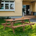 thumbnail image 2 of Tabaray 8 Person Wooden Picnic Table, Outdoor Camping Dining Table with 2 Built-in Benches for Garden Courtyard BBQ, 2 of 10