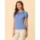 thumbnail image 3 of Blusa De Verano Allegra K Con Cuello Peter Pan Y Mangas Abullonadas Para Mujer Azul S, 3 of 5