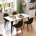thumbnail image 1 of Homy Casa 63 inch Modern Dining Set, Dining Table with 4 Chairs, Beige Fabric, 1 of 10