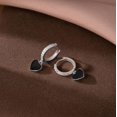 thumbnail image 6 of Sterling Silver CZ Black Heart Hoop Earrings for Women Teens Small Love Huggie Hoop Earrings Drop Valentines Day Earrings, 6 of 6