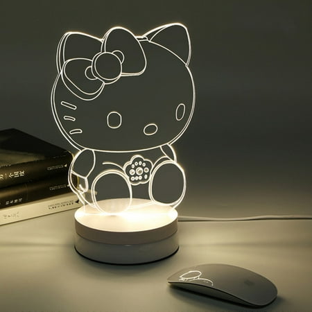 VicTsing Touch LED 3D Illuminated Lamp Abstraction Optical Illusion USB Desk Night Light (Kitty)