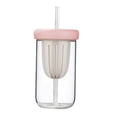 thumbnail image 1 of Vaso de Vidrio con infusor de té Sunnimix botella de agua con Pajita Rosa 450ml, 1 of 8