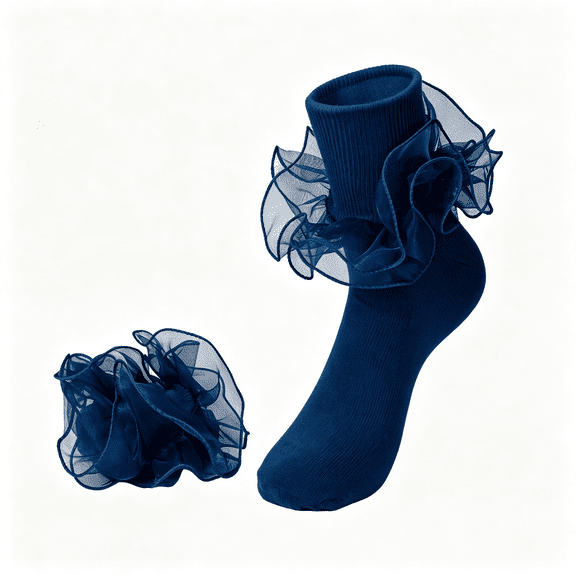 OQRKI Women'S Big Ruffle Ankle Socks, Adult Lace Turn Cuff Cotton Frilly Dress Socks Cute Bobby Sock with Ruffles Socks Ruffle Socks Women