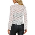 thumbnail image 3 of INSPIRAR CHIC Blusas de Mujer con Manga Larga de Campana, Cuello en V, Encaje, Con Botones, S Blanca, 3 of 5