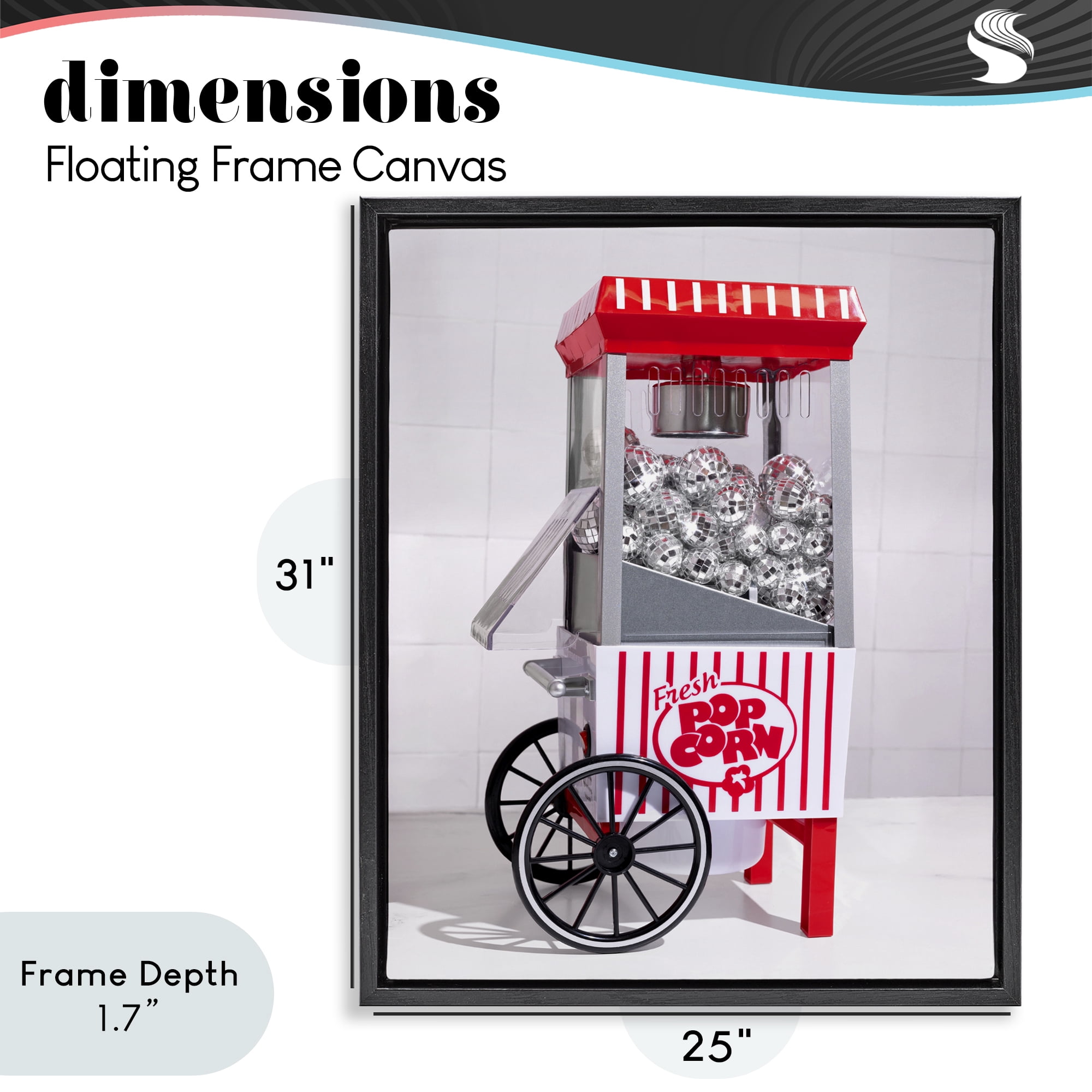 Stupell Industries Fun Disco Popcorn Machine Black Framed Floater Canvas Wall Art, design by LISH Creative