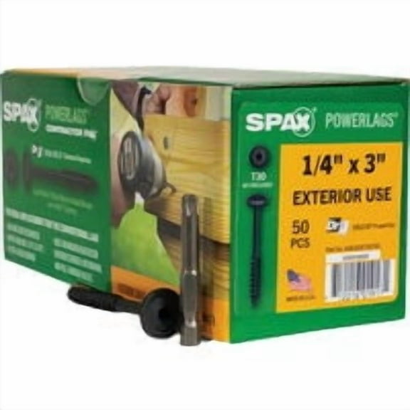 SPAX Power Lags Washer Head Exterior Wood Screw - Rust Resistant - 50 Pack, 1/4 x 3 In