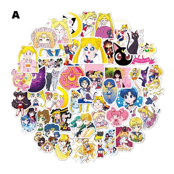 50 Pegatinas Impermeables De Dibujos Animados De Anime Clásico Sailor Moon (2 Diseños) huangjie unisex