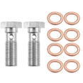 thumbnail image 1 of Unique Bargains 2pcs AN4 7/16-20 Thread Turbo Brake Line Banjo Bolt with Copper Washers Single Banjo Bolt 32mm Length, 1 of 6