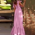 thumbnail image 3 of zuwimk Plus Size Dress,Plus Size Lace Chiffon Wrap V Neck Dresses Women Wedding Guest Midi Dress Pink,M, 3 of 4