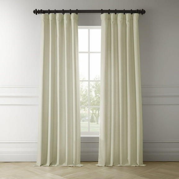 Half Price Drapes Gravity Ivory Italian Faux Linen Room Darkening Curtains (1 Panel), 50W X 108L