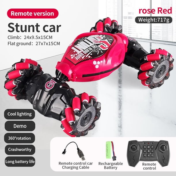 Coche acrobático teledirigido 4WD 1:16 con luz LED, inducción de gestos, deformación, giro, escalada, controlado por Radio, coche electrónico, juguetes para niños