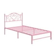 thumbnail image 6 of Yoneston Twin Metal Platform Bed Frame with Victorian Style Flower Heart Headboard, Heavy Duty Steel Slat Mattress Foundation for Kids Boys Girls, Pink, 6 of 12
