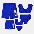 thumbnail image 1 of PatPat Easter Mommy and Me Family Matching Blue Ruffle Trim Two-piece Swimsuit and Letter Print Swim Trunks, 1 of 10
