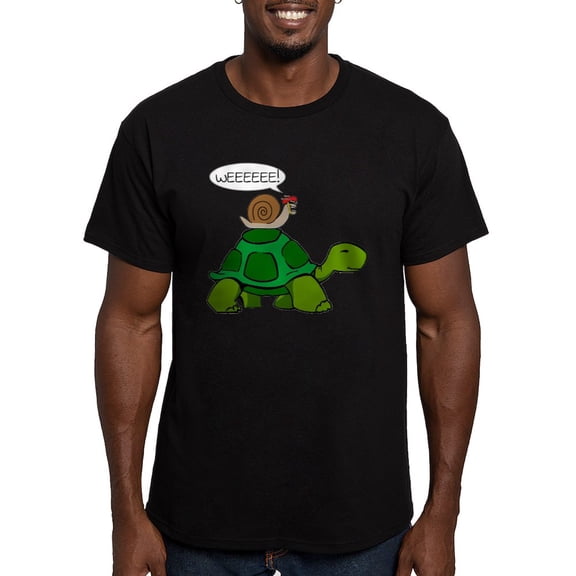 CafePress - Snail On Turtle T Shirt - Men's Fitted T-Shirt