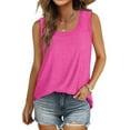 thumbnail image 3 of MOSHU Ribbed Trim Tank Tops for Women Flowy Round Neck Women Shirts Loose Fit Sleeveless Summer Tops, 3 of 12