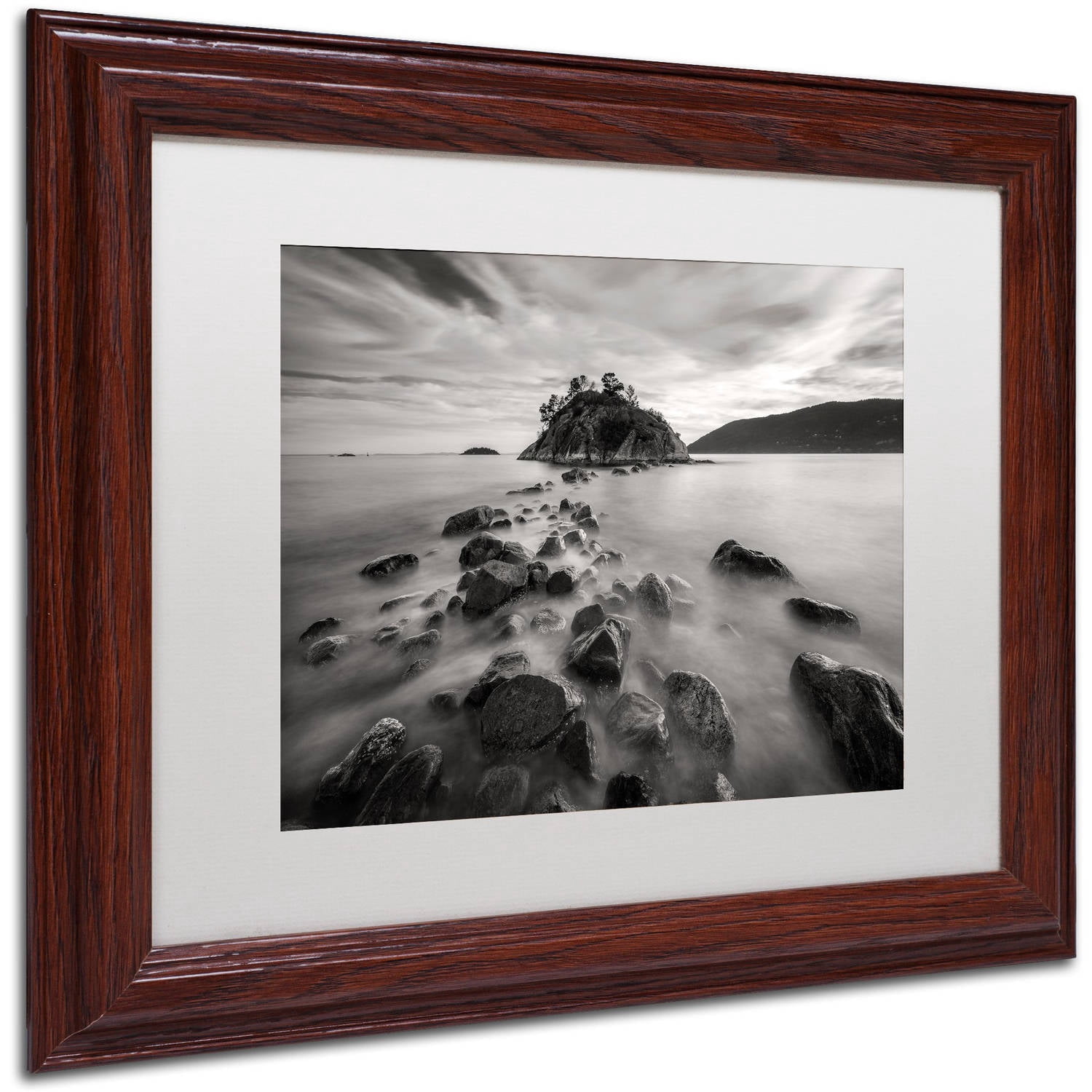 Trademark Fine Art 'Whytecliff Park BW' Canvas Art by Pierre Leclerc, White Matte, Wood Frame