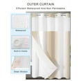 thumbnail image 2 of No Hook Cloth Fabric Shower Curtain with Snap in Liner, Beige White Ombre Waterproof Shower Curtains Set with See Through Top Window, Country Minimalist Abstract Gradient Bath Curtains Shower 72"x78", 2 of 6