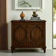 thumbnail image 2 of GZXS 33.6"W Mid-Century Modern Accent Cabinet, 2-Door Wooden Sideboard with Adjustable Shelf & Solid Wood Legs for TV, Storage, or Display, for Home Officem Entryway Bedroom (Walnut), 2 of 8