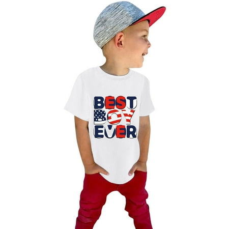 

T-Shirts For Boys Summer Short Sleeve Cartoon Letter Prints T Shirt Tops For 18-24 Months